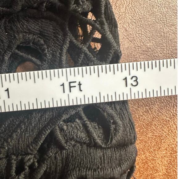 Showpo Black Lace Mock Neck Bare Midriff Puff Sleeve Ruffled Hem Mini Dress - Picture 7 of 9